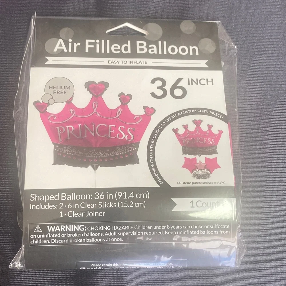 4 balloons helium free princess crown design pink 36 in blow them up your self